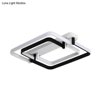 Lámpara de techo LED empotrada contemporánea DecorBites™: Borde redondeado, metal, negro/blanco, luz blanca/cálida - 18"/21.5"