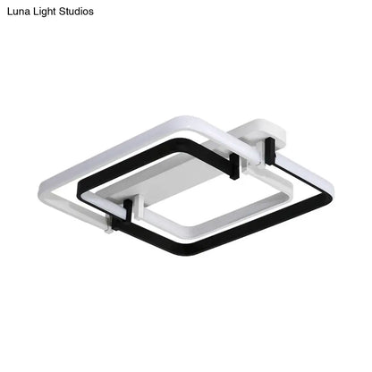 Lámpara de techo LED empotrada contemporánea DecorBites™: Borde redondeado, metal, negro/blanco, luz blanca/cálida - 18"/21.5"