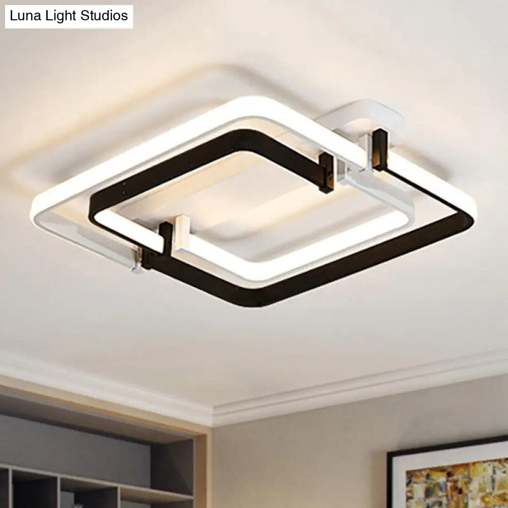 Lámpara de techo LED empotrada contemporánea DecorBites™: Borde redondeado, metal, negro/blanco, luz blanca/cálida - 18"/21.5"