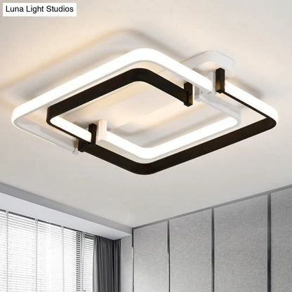 Lámpara de techo LED empotrada contemporánea DecorBites™: Borde redondeado, metal, negro/blanco, luz blanca/cálida - 18"/21.5"
