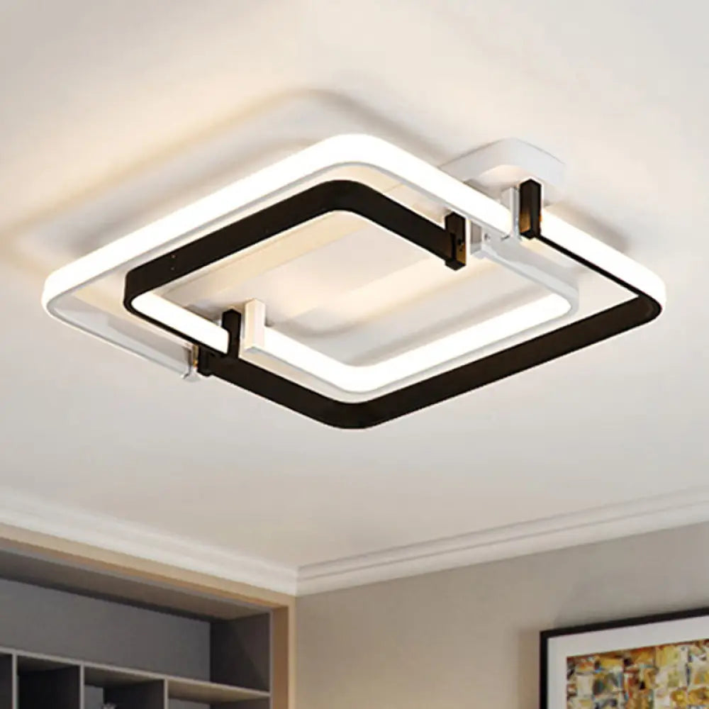 Lámpara de techo LED empotrada contemporánea DecorBites™: Borde redondeado, metal, negro/blanco, luz blanca/cálida - 18"/21.5"