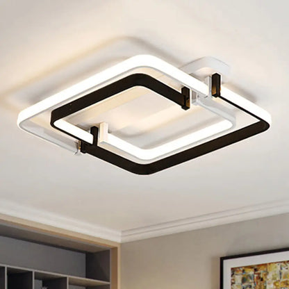 Lámpara de techo LED empotrada contemporánea DecorBites™: Borde redondeado, metal, negro/blanco, luz blanca/cálida - 18"/21.5"