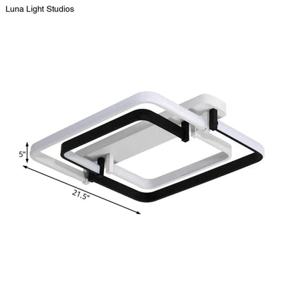 Lámpara de techo LED empotrada contemporánea DecorBites™: Borde redondeado, metal, negro/blanco, luz blanca/cálida - 18"/21.5"