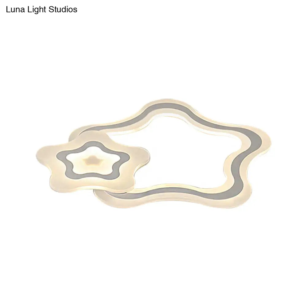 DecorBites™ DecorBites™ Contemporary LED Flush Ceiling Light: Slim Panel Lamp for Living Room in White Acrylic