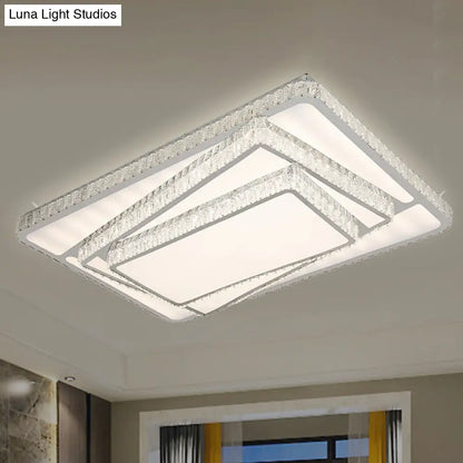 DecorBites™ DecorBites™ Contemporary LED Flush Ceiling Light with Stacked Crystal Rectangles in White