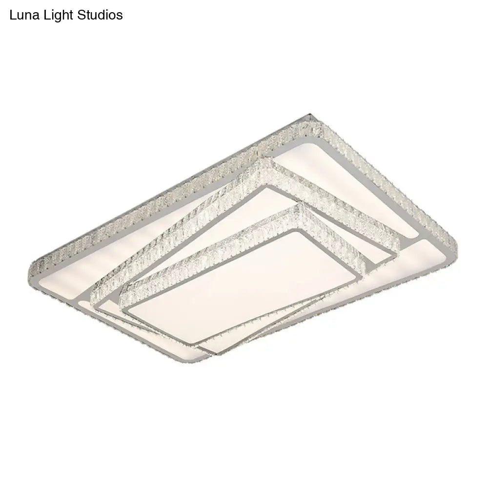 DecorBites™ DecorBites™ Contemporary LED Flush Ceiling Light with Stacked Crystal Rectangles in White