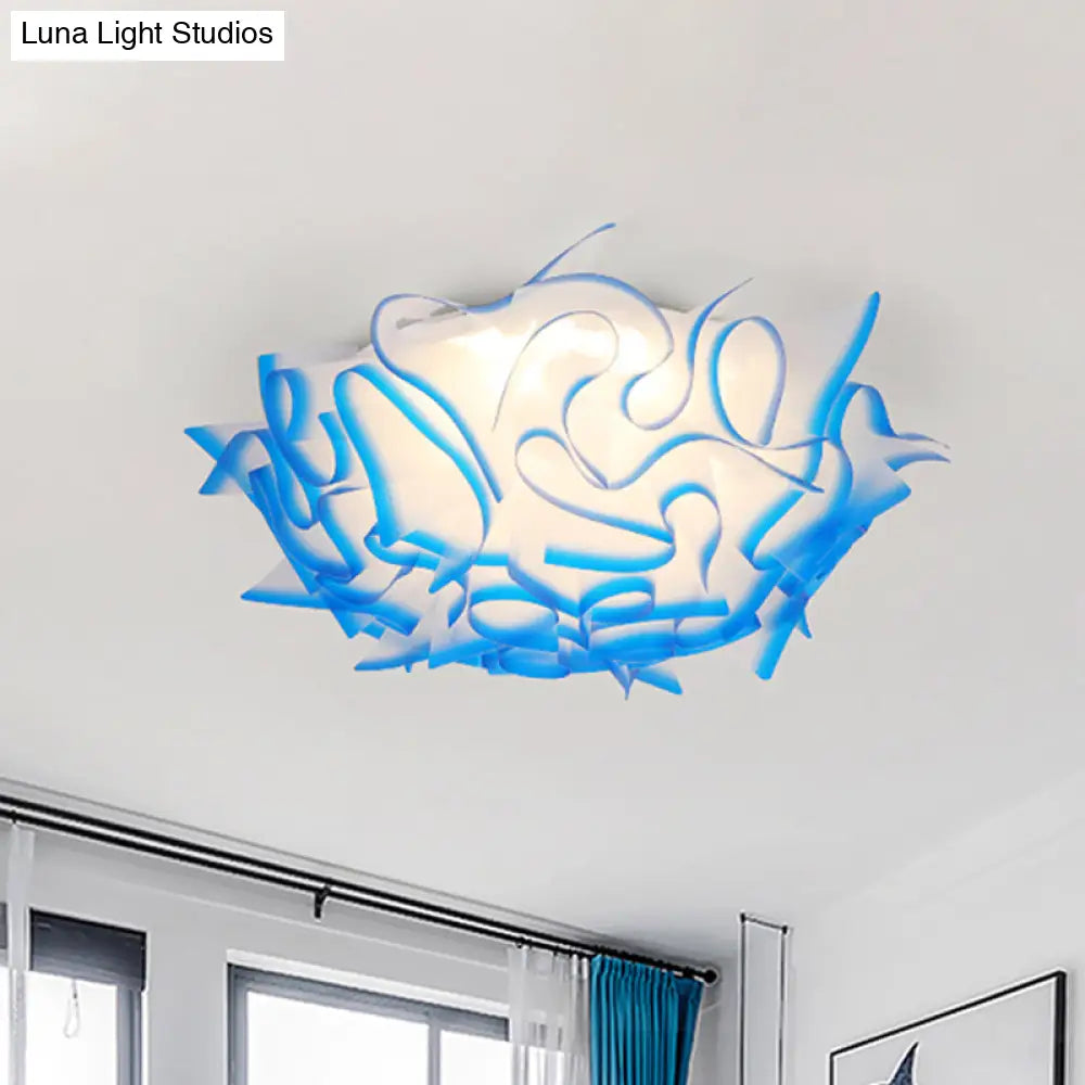 Lámpara de techo LED contemporánea DecorBites™ con pantalla acrílica giratoria - Rosa/Naranja/Azul vibrante - para habitación infantil (3 niveles de intensidad ajustables)