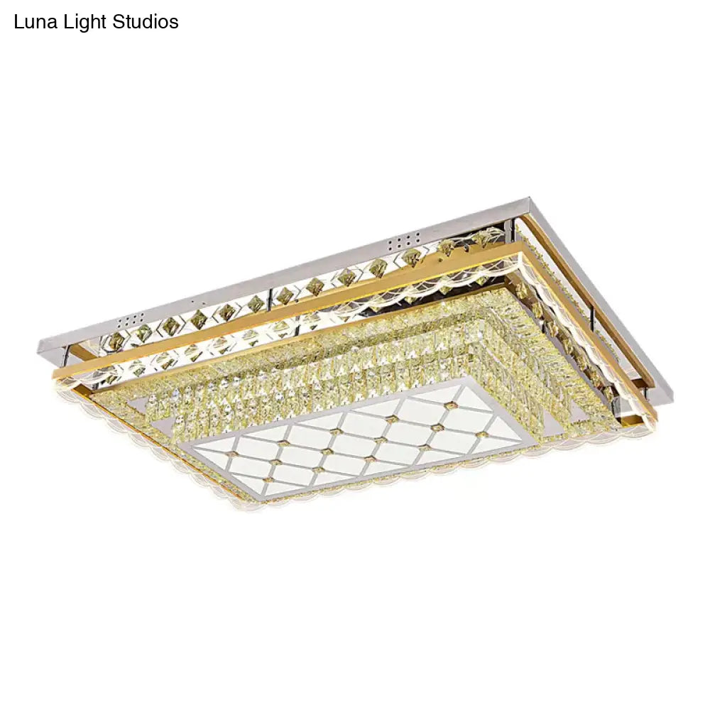 DecorBites™ DecorBites™ Contemporary LED Flush Light for Living Room with Clear Crystal Rectangle Design