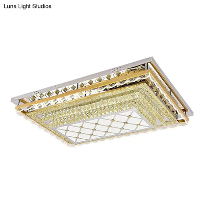 DecorBites™ DecorBites™ Contemporary LED Flush Light for Living Room with Clear Crystal Rectangle Design