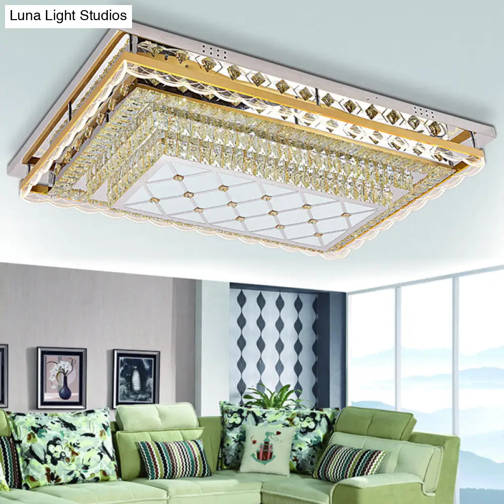 DecorBites™ DecorBites™ Contemporary LED Flush Light for Living Room with Clear Crystal Rectangle Design