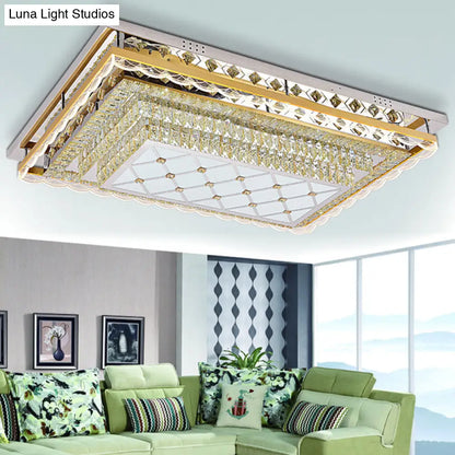 DecorBites™ DecorBites™ Contemporary LED Flush Light for Living Room with Clear Crystal Rectangle Design