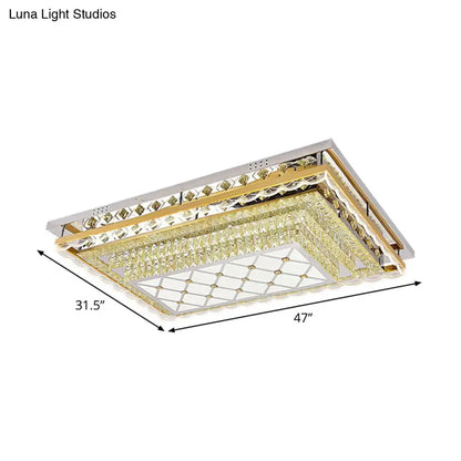 DecorBites™ DecorBites™ Contemporary LED Flush Light for Living Room with Clear Crystal Rectangle Design