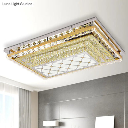 DecorBites™ DecorBites™ Contemporary LED Flush Light for Living Room with Clear Crystal Rectangle Design