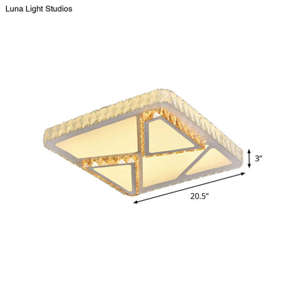 DecorBites™ DecorBites™ Contemporary LED Flush Mount Bedroom Ceiling Lamp with Crystal Shade - White