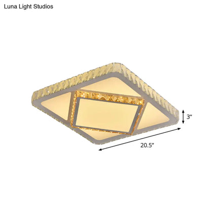 DecorBites™ DecorBites™ Contemporary LED Flush Mount Bedroom Ceiling Lamp with Crystal Shade - White