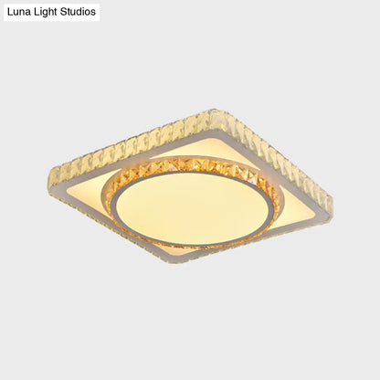 DecorBites™ DecorBites™ Contemporary LED Flush Mount Bedroom Ceiling Lamp with Crystal Shade - White