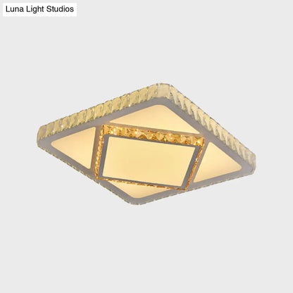 DecorBites™ DecorBites™ Contemporary LED Flush Mount Bedroom Ceiling Lamp with Crystal Shade - White