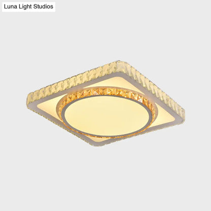 DecorBites™ DecorBites™ Contemporary LED Flush Mount Bedroom Ceiling Lamp with Crystal Shade - White