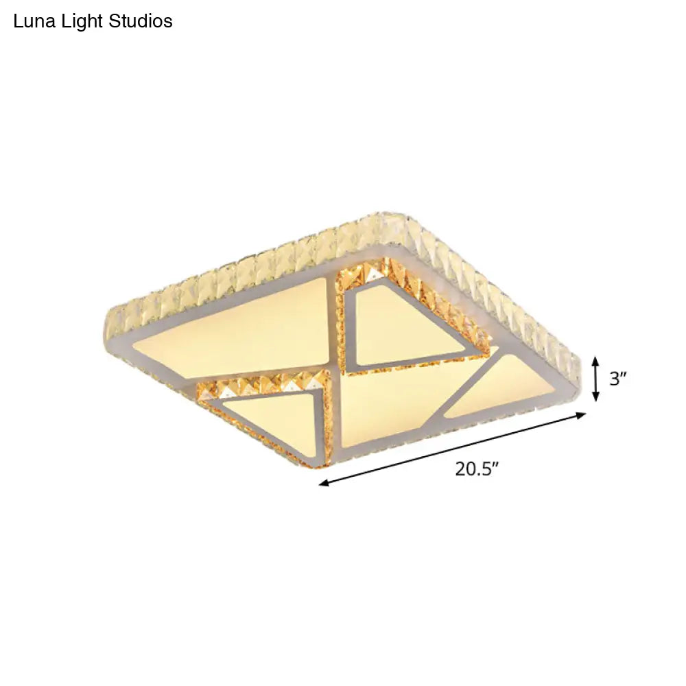 DecorBites™ DecorBites™ Contemporary LED Flush Mount Bedroom Ceiling Lamp with Crystal Shade - White