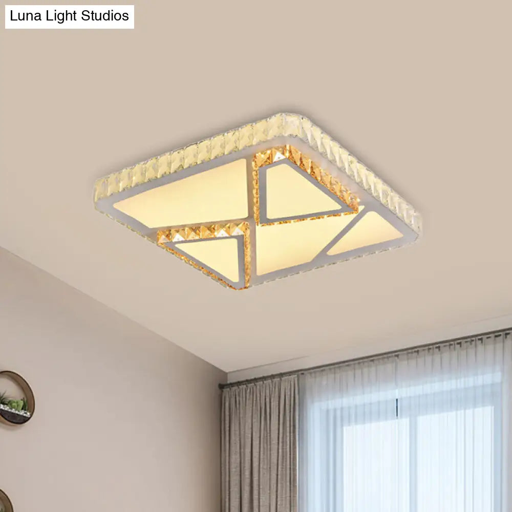 DecorBites™ DecorBites™ Contemporary LED Flush Mount Bedroom Ceiling Lamp with Crystal Shade - White