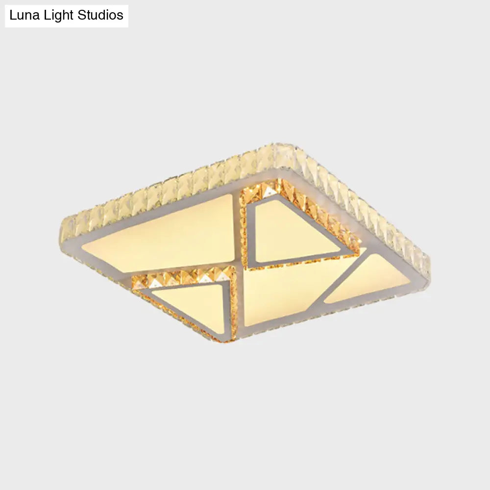 DecorBites™ DecorBites™ Contemporary LED Flush Mount Bedroom Ceiling Lamp with Crystal Shade - White