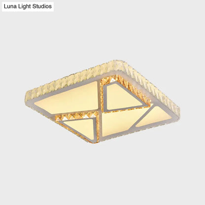 DecorBites™ DecorBites™ Contemporary LED Flush Mount Bedroom Ceiling Lamp with Crystal Shade - White