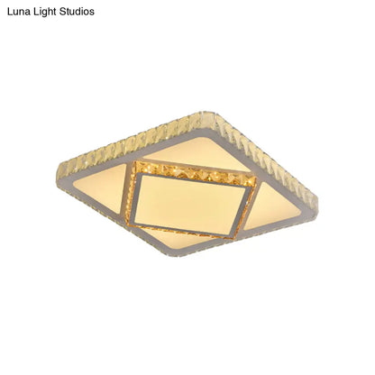 DecorBites™ DecorBites™ Contemporary LED Flush Mount Bedroom Ceiling Lamp with Crystal Shade - White