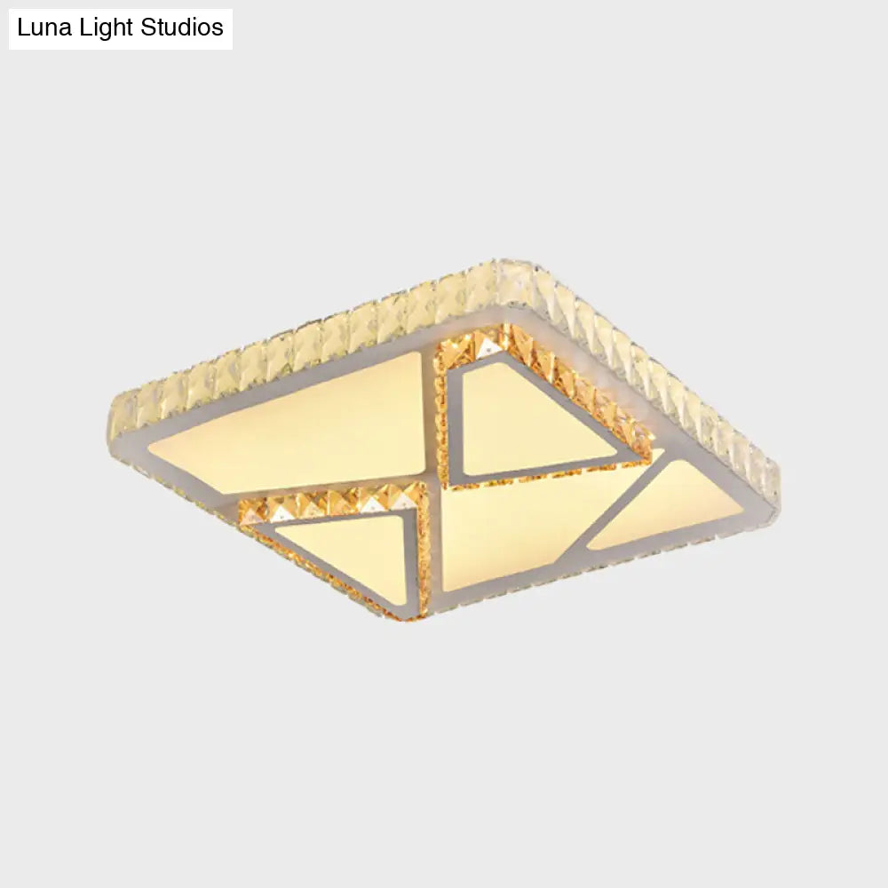 DecorBites™ DecorBites™ Contemporary LED Flush Mount Bedroom Ceiling Lamp with Crystal Shade - White