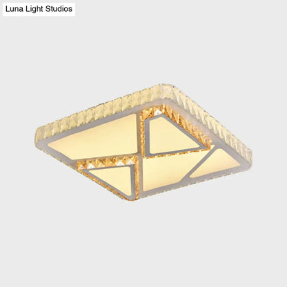 DecorBites™ DecorBites™ Contemporary LED Flush Mount Bedroom Ceiling Lamp with Crystal Shade - White