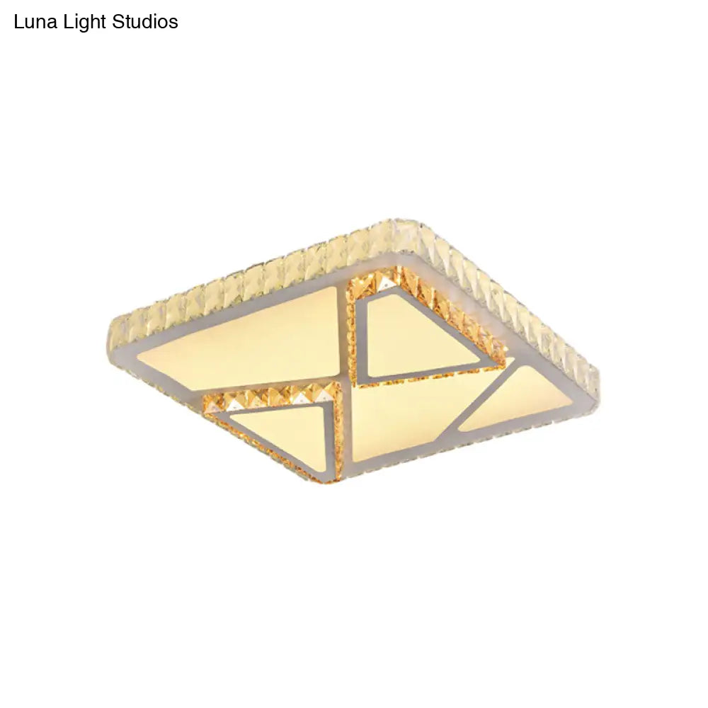 DecorBites™ DecorBites™ Contemporary LED Flush Mount Bedroom Ceiling Lamp with Crystal Shade - White