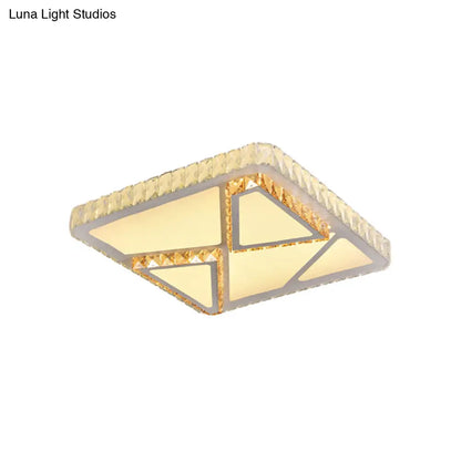 DecorBites™ DecorBites™ Contemporary LED Flush Mount Bedroom Ceiling Lamp with Crystal Shade - White