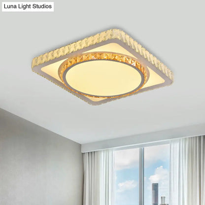 DecorBites™ DecorBites™ Contemporary LED Flush Mount Bedroom Ceiling Lamp with Crystal Shade - White