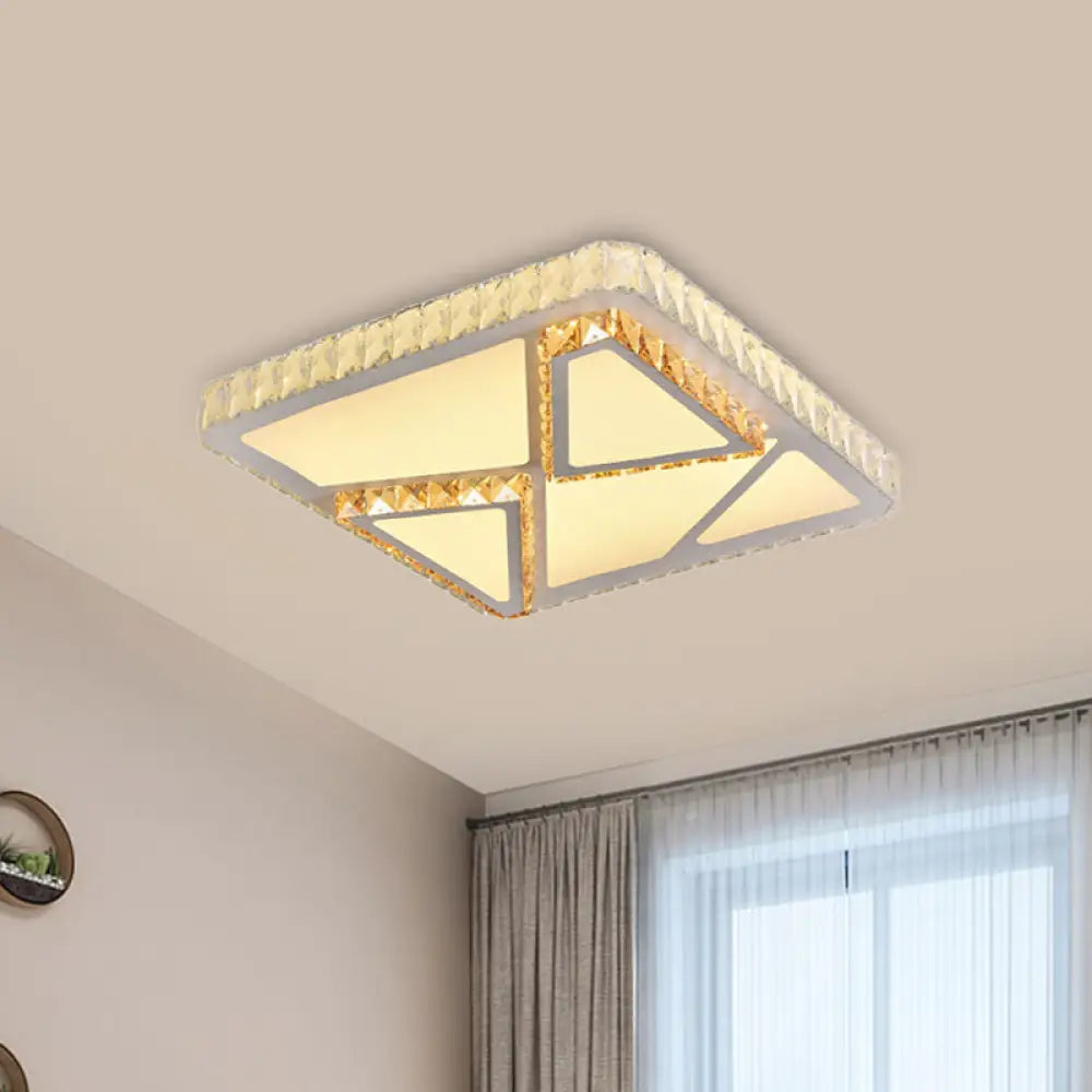 DecorBites™ DecorBites™ Contemporary LED Flush Mount Bedroom Ceiling Lamp with Crystal Shade - White