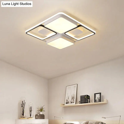 ديكوربايتس™ مصباح سقف LED معاصر من ديكوربايتس™ باللونين الأسود والأبيض، بعرض 19.5 بوصة/45 بوصة