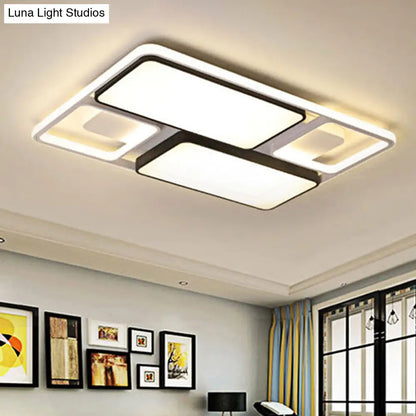 ديكوربايتس™ مصباح سقف LED معاصر من ديكوربايتس™ باللونين الأسود والأبيض، بعرض 19.5 بوصة/45 بوصة