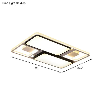 ديكوربايتس™ مصباح سقف LED معاصر من ديكوربايتس™ باللونين الأسود والأبيض، بعرض 19.5 بوصة/45 بوصة