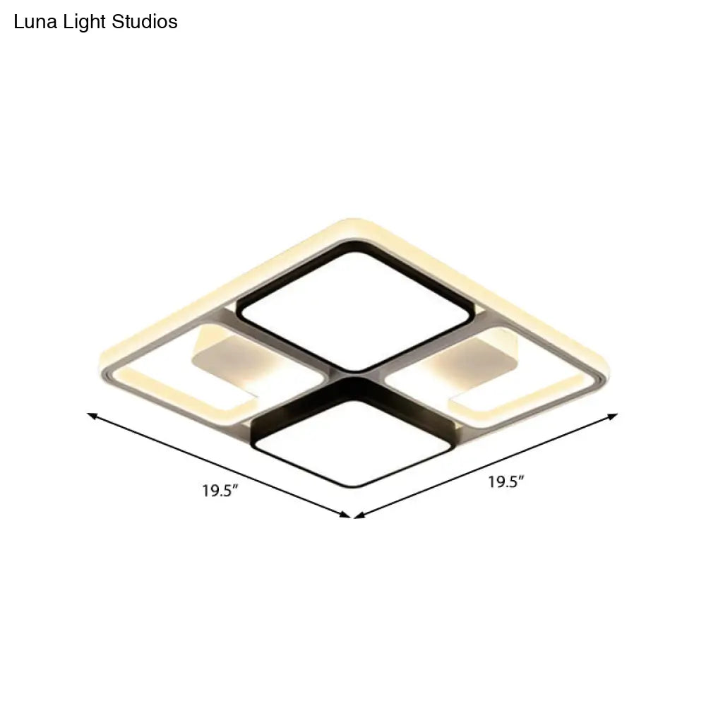 ديكوربايتس™ مصباح سقف LED معاصر من ديكوربايتس™ باللونين الأسود والأبيض، بعرض 19.5 بوصة/45 بوصة