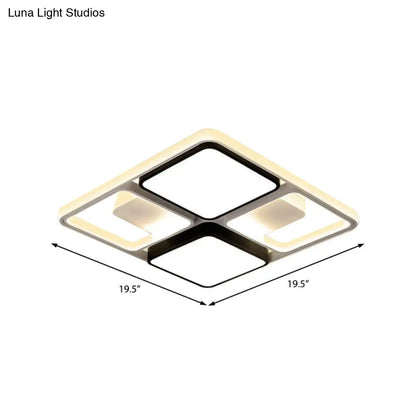 ديكوربايتس™ مصباح سقف LED معاصر من ديكوربايتس™ باللونين الأسود والأبيض، بعرض 19.5 بوصة/45 بوصة