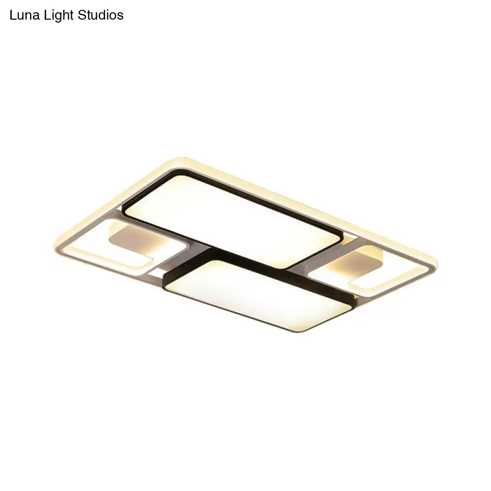 ديكوربايتس™ مصباح سقف LED معاصر من ديكوربايتس™ باللونين الأسود والأبيض، بعرض 19.5 بوصة/45 بوصة