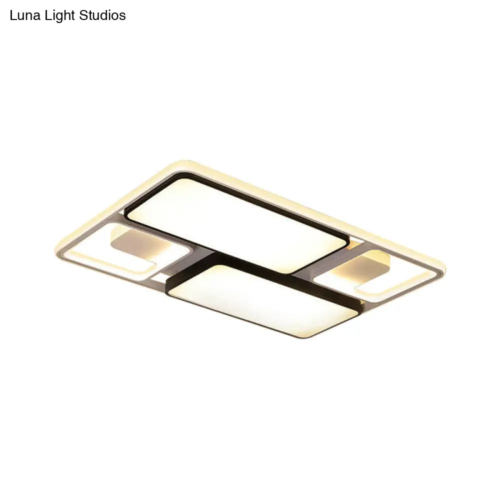 ديكوربايتس™ مصباح سقف LED معاصر من ديكوربايتس™ باللونين الأسود والأبيض، بعرض 19.5 بوصة/45 بوصة