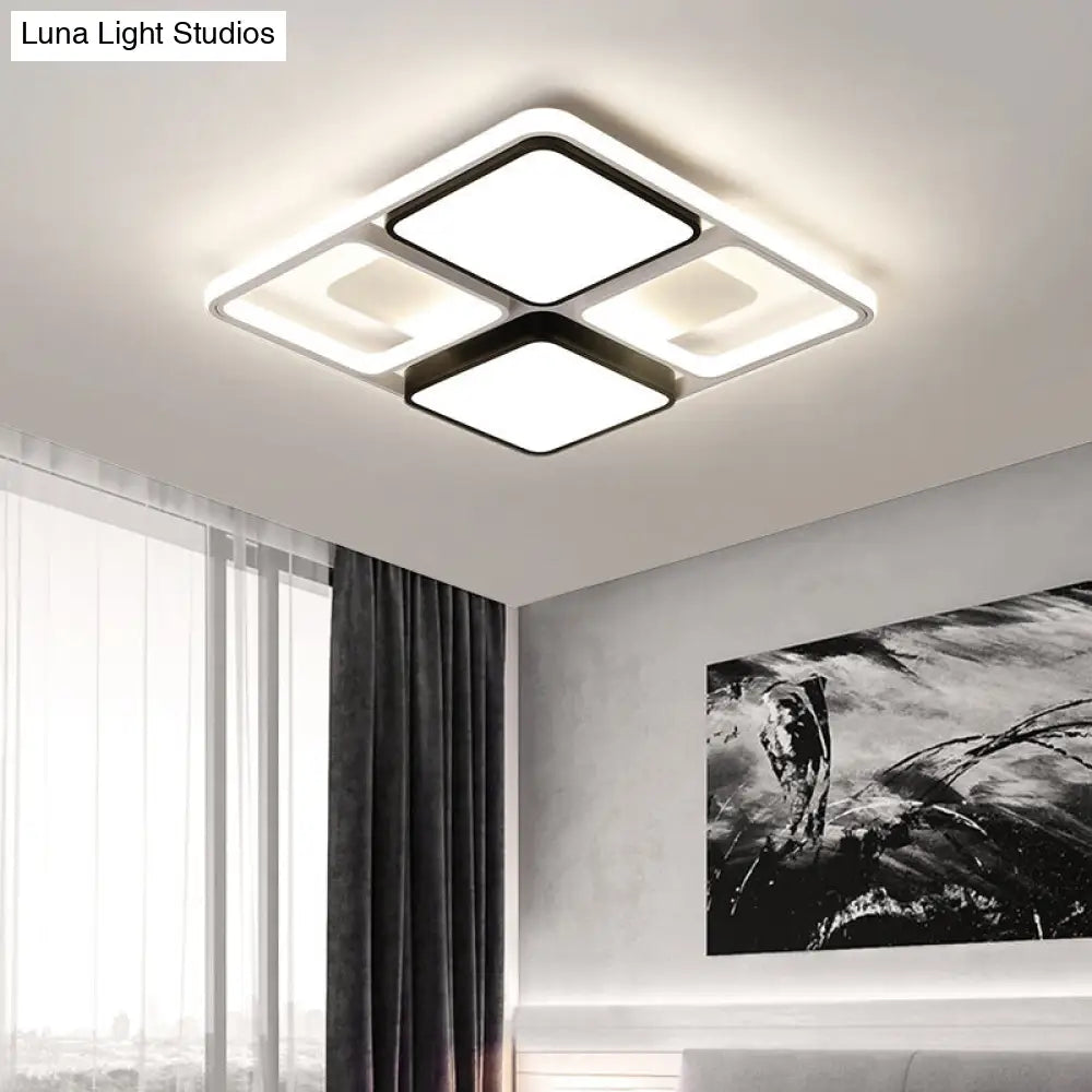 ديكوربايتس™ مصباح سقف LED معاصر من ديكوربايتس™ باللونين الأسود والأبيض، بعرض 19.5 بوصة/45 بوصة