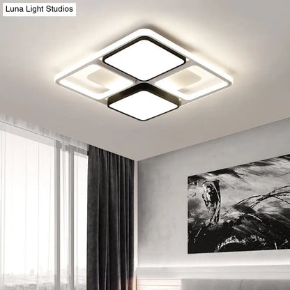 ديكوربايتس™ مصباح سقف LED معاصر من ديكوربايتس™ باللونين الأسود والأبيض، بعرض 19.5 بوصة/45 بوصة