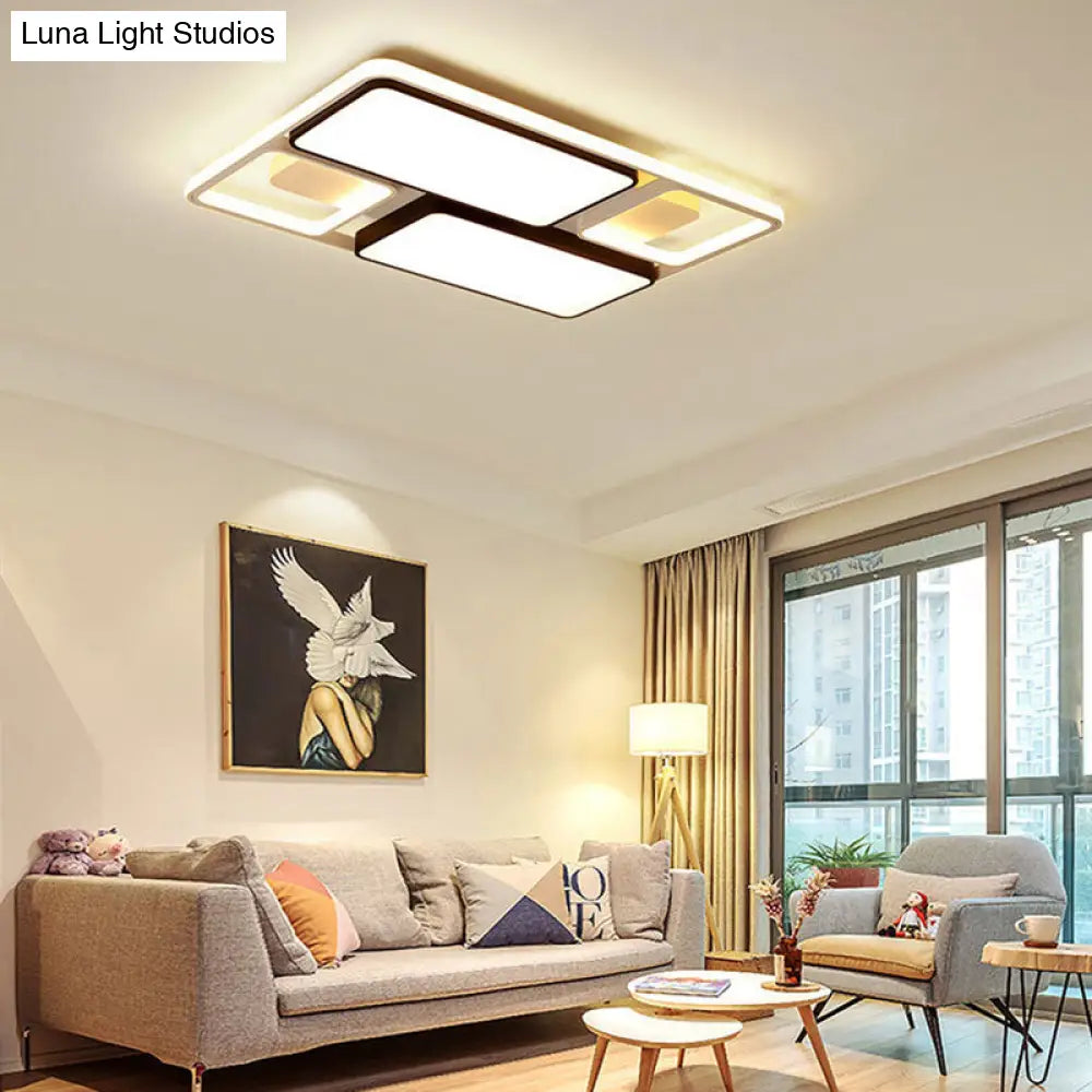 ديكوربايتس™ مصباح سقف LED معاصر من ديكوربايتس™ باللونين الأسود والأبيض، بعرض 19.5 بوصة/45 بوصة