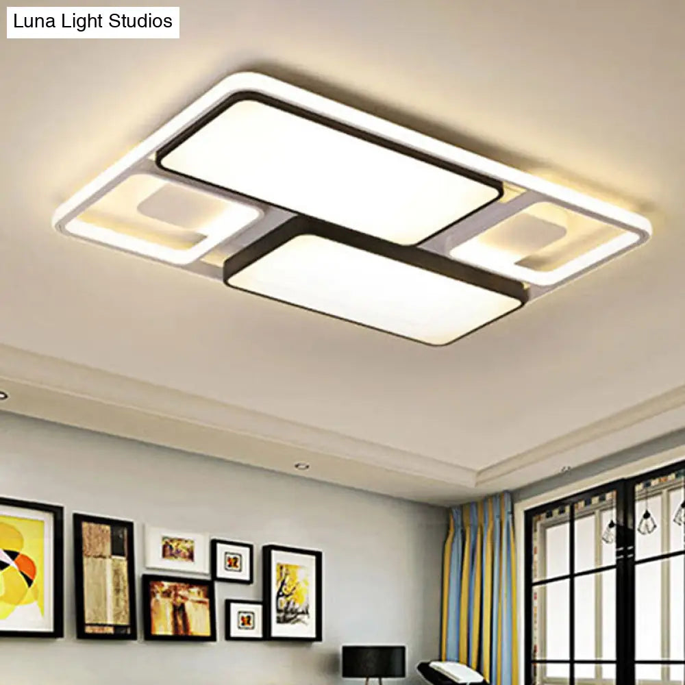 ديكوربايتس™ مصباح سقف LED معاصر من ديكوربايتس™ باللونين الأسود والأبيض، بعرض 19.5 بوصة/45 بوصة