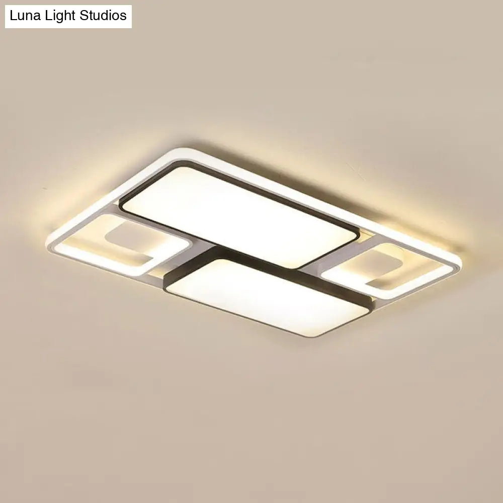 ديكوربايتس™ مصباح سقف LED معاصر من ديكوربايتس™ باللونين الأسود والأبيض، بعرض 19.5 بوصة/45 بوصة