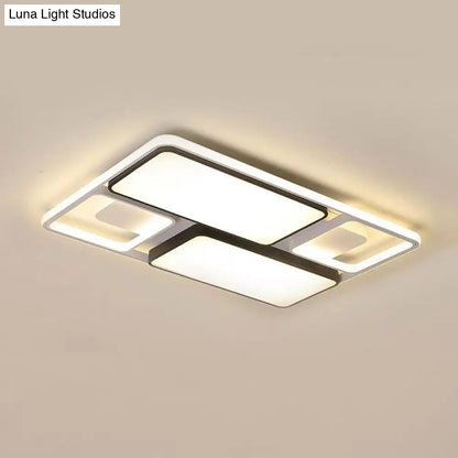 ديكوربايتس™ مصباح سقف LED معاصر من ديكوربايتس™ باللونين الأسود والأبيض، بعرض 19.5 بوصة/45 بوصة