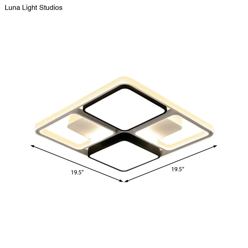 ديكوربايتس™ مصباح سقف LED معاصر من ديكوربايتس™ باللونين الأسود والأبيض، بعرض 19.5 بوصة/45 بوصة