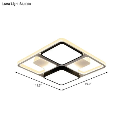 ديكوربايتس™ مصباح سقف LED معاصر من ديكوربايتس™ باللونين الأسود والأبيض، بعرض 19.5 بوصة/45 بوصة