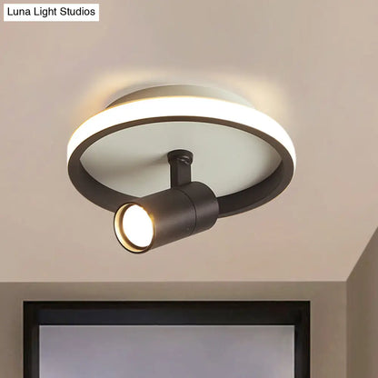 DecorBites™ Contemporary LED Flush Mount Ceiling Light in Black/White with Warm/White Light
