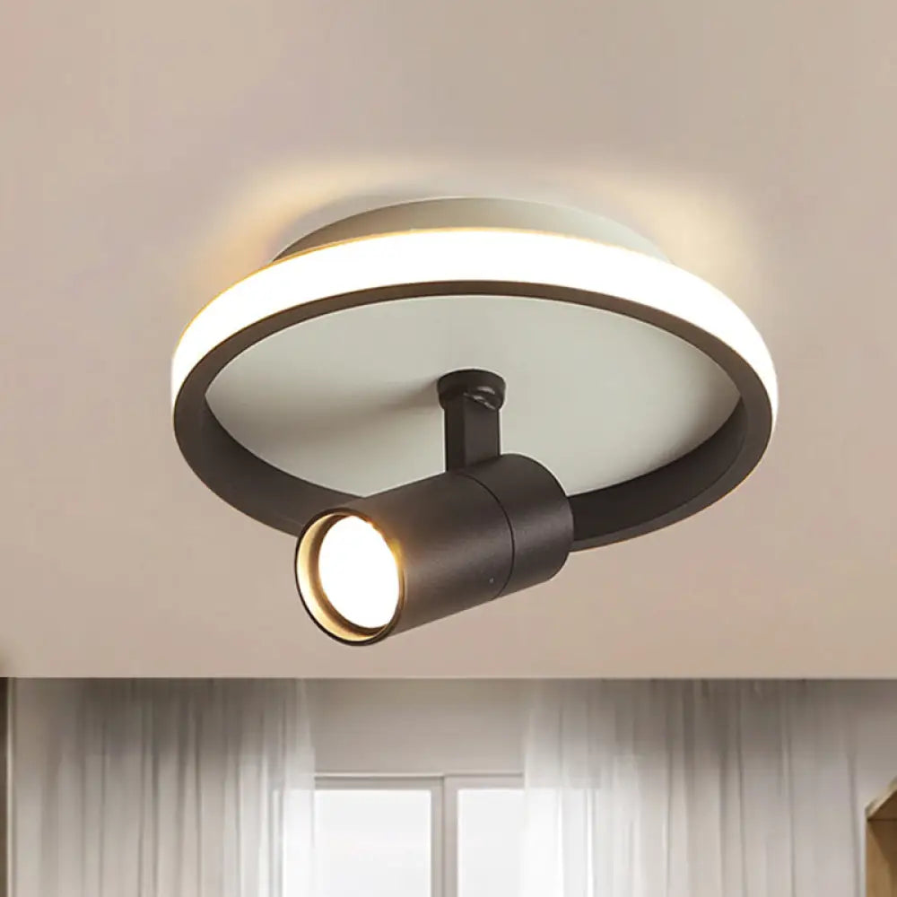 DecorBites™ Contemporary LED Flush Mount Ceiling Light in Black/White with Warm/White Light